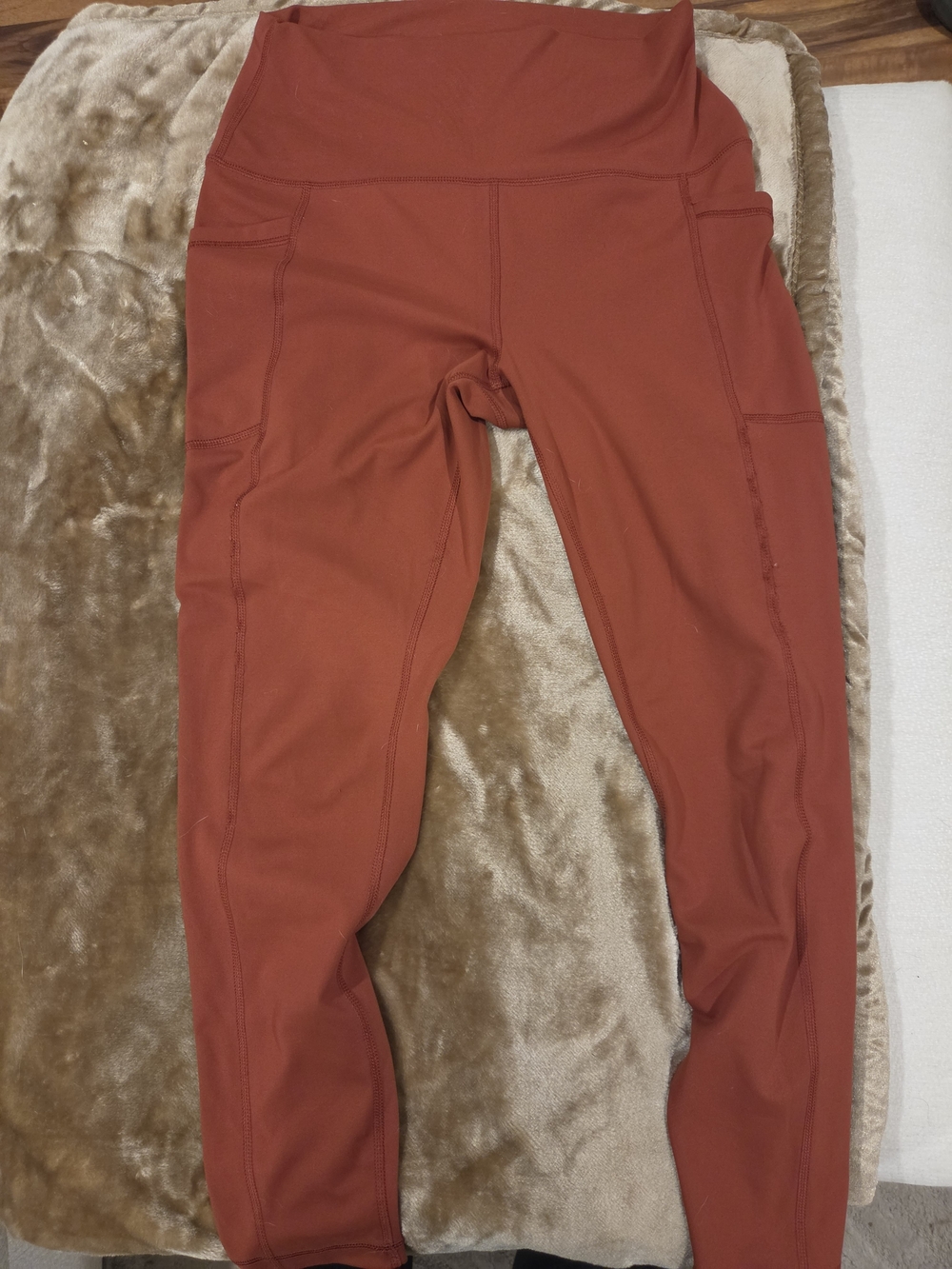 Yogalicious Lux Women's High-Waist Pocket Leggings Brick/Rust Red Color
